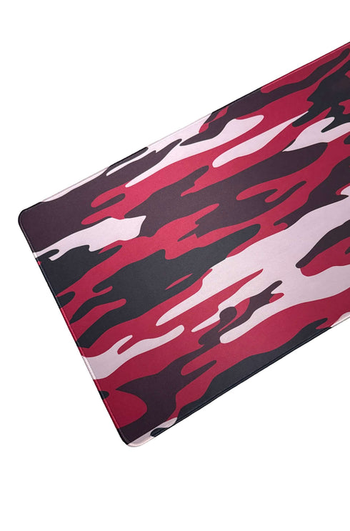 900x400 mm rode camouflage muismat met gestikte randen en glad oppervlak